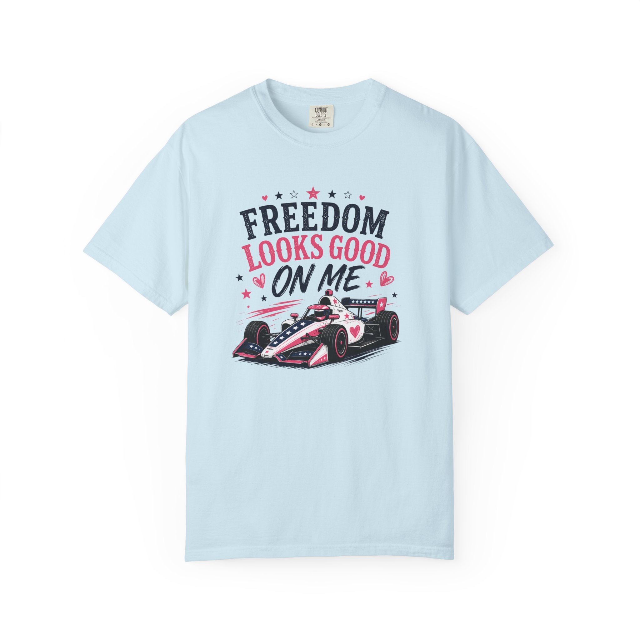 Freedom Looks Good On Me T-shirt indy car Indy 500 Race Car Americana Design