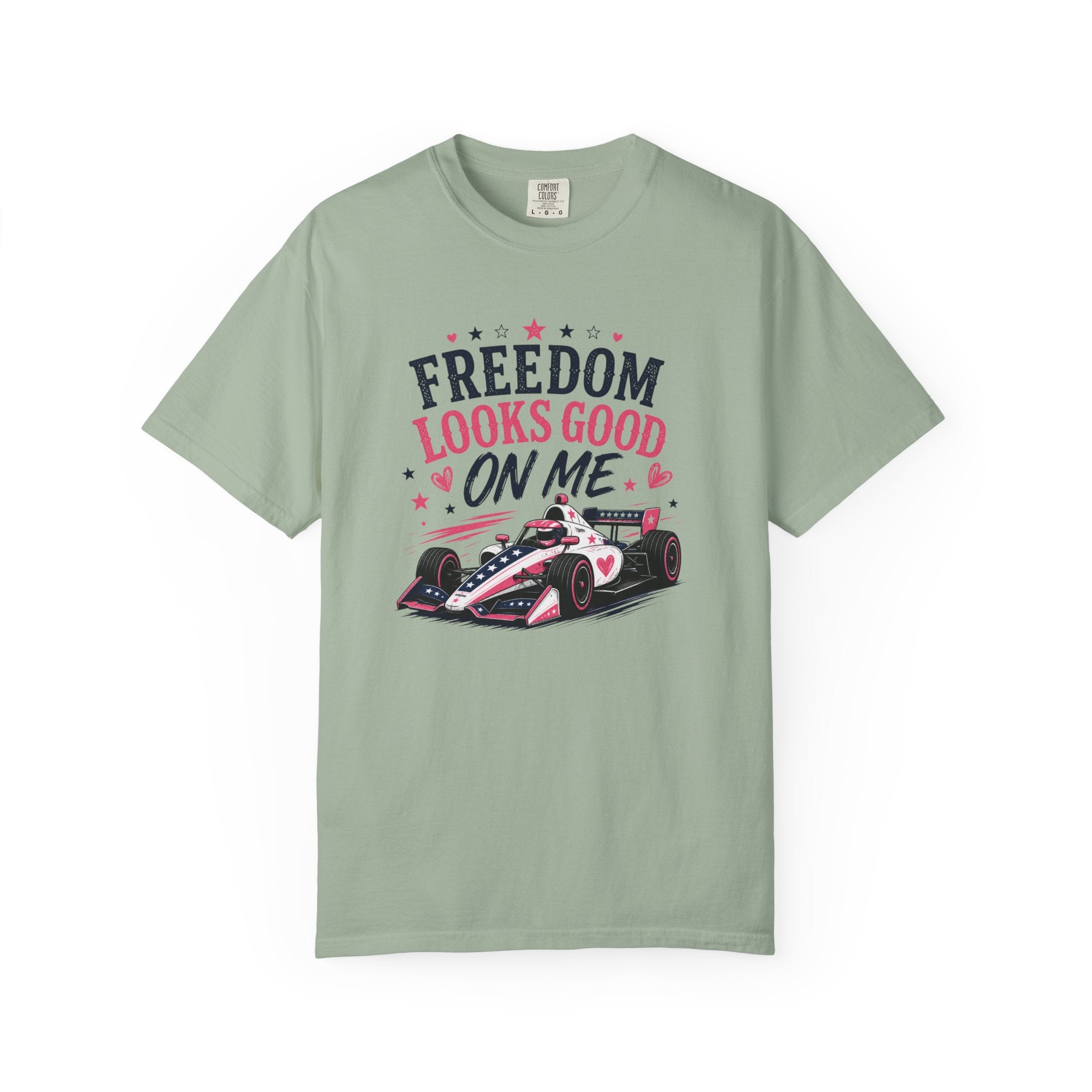 Freedom Looks Good On Me T-shirt indy car Indy 500 Race Car Americana Design