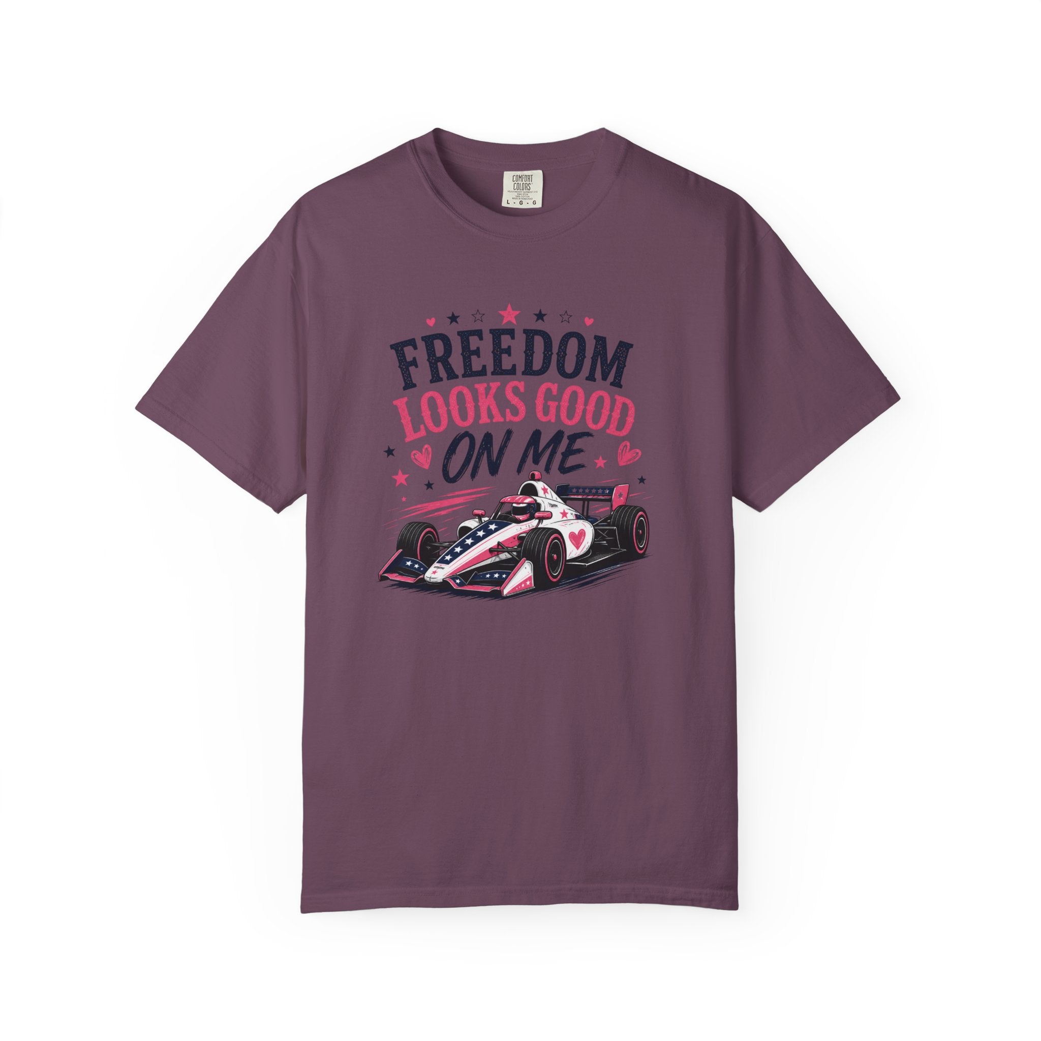 Freedom Looks Good On Me T-shirt indy car Indy 500 Race Car Americana Design