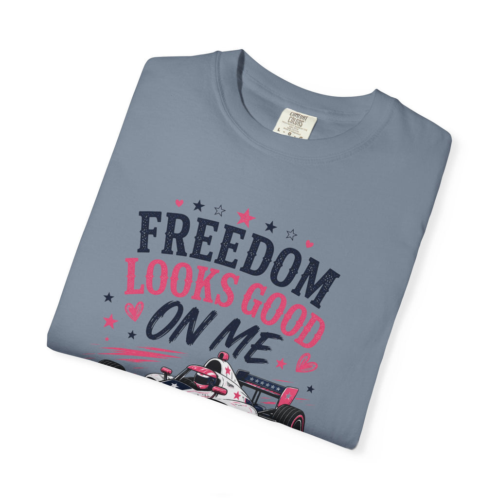 Freedom Looks Good On Me T-shirt indy car Indy 500 Race Car Americana Design