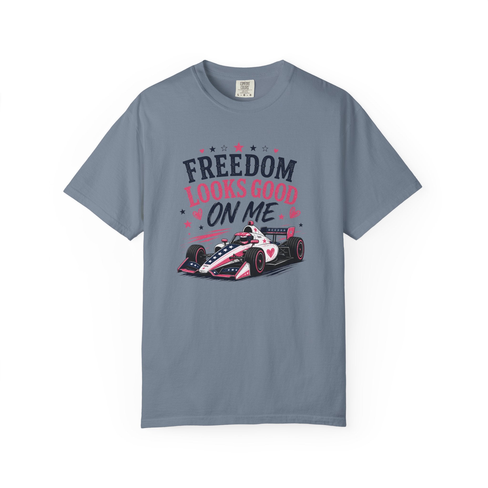 Freedom Looks Good On Me T-shirt indy car Indy 500 Race Car Americana Design