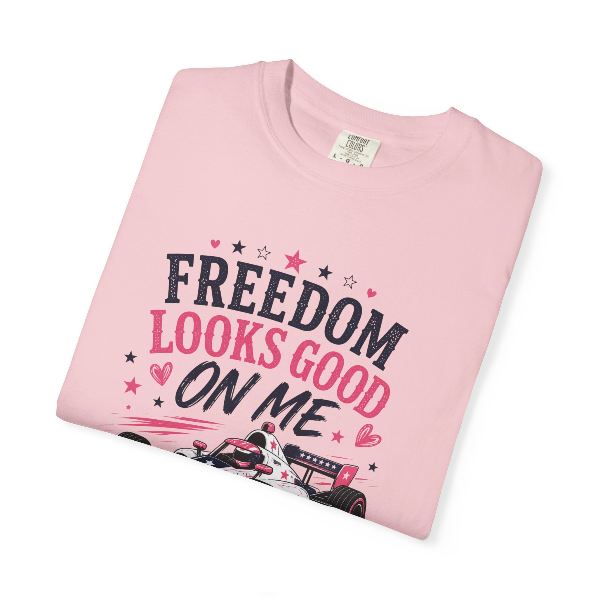 Freedom Looks Good On Me T-shirt indy car Indy 500 Race Car Americana Design