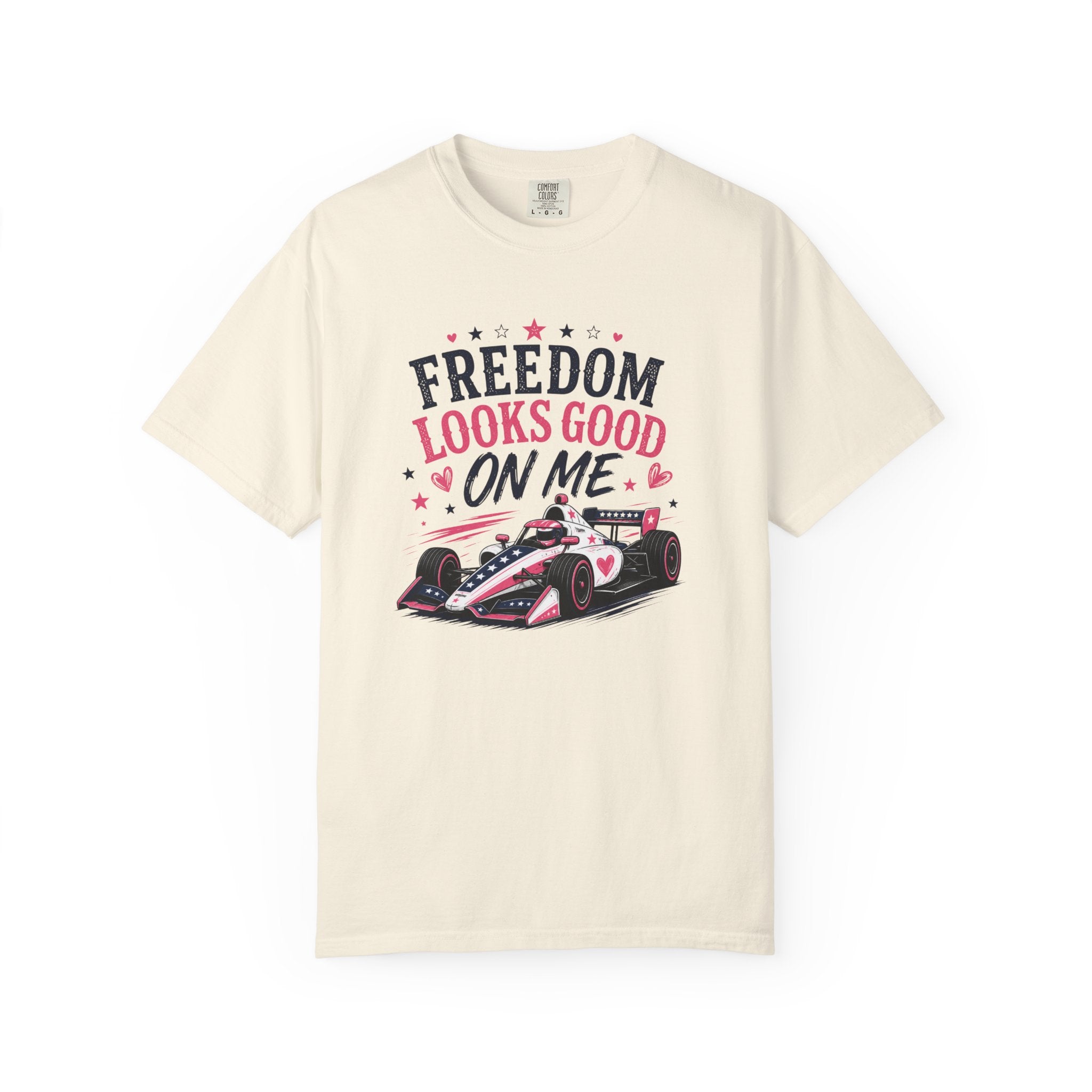 Freedom Looks Good On Me T-shirt indy car Indy 500 Race Car Americana Design
