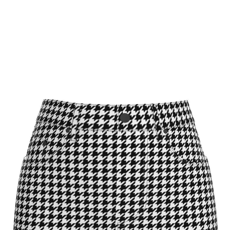 Women’s Houndstooth Denim Skirt, boutique Pencil Skirt