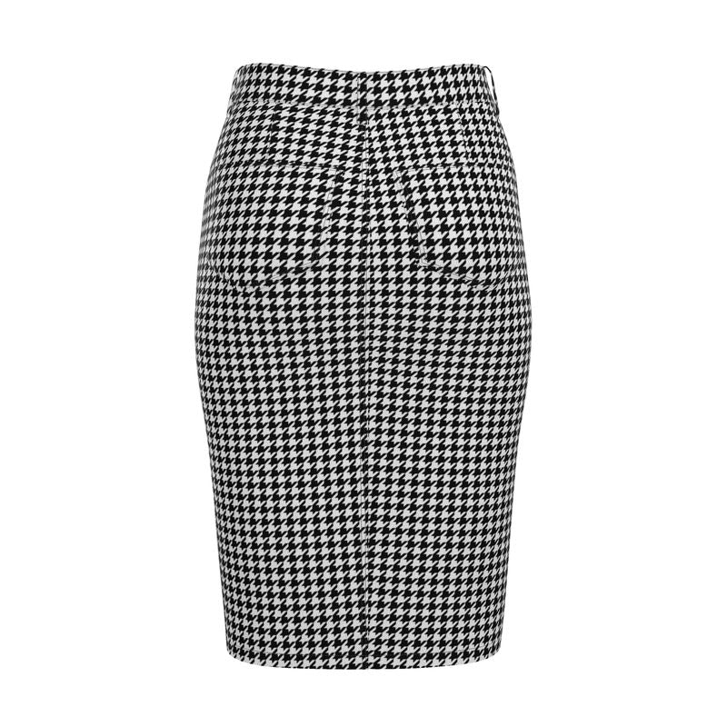 Women’s Houndstooth Denim Skirt, boutique Pencil Skirt