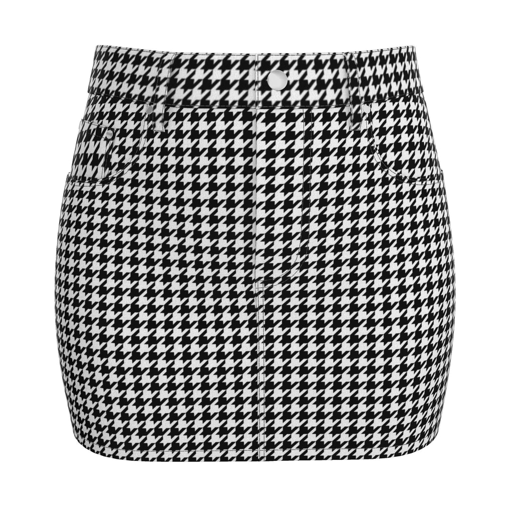 Houndstooth Denim Mini Skirt