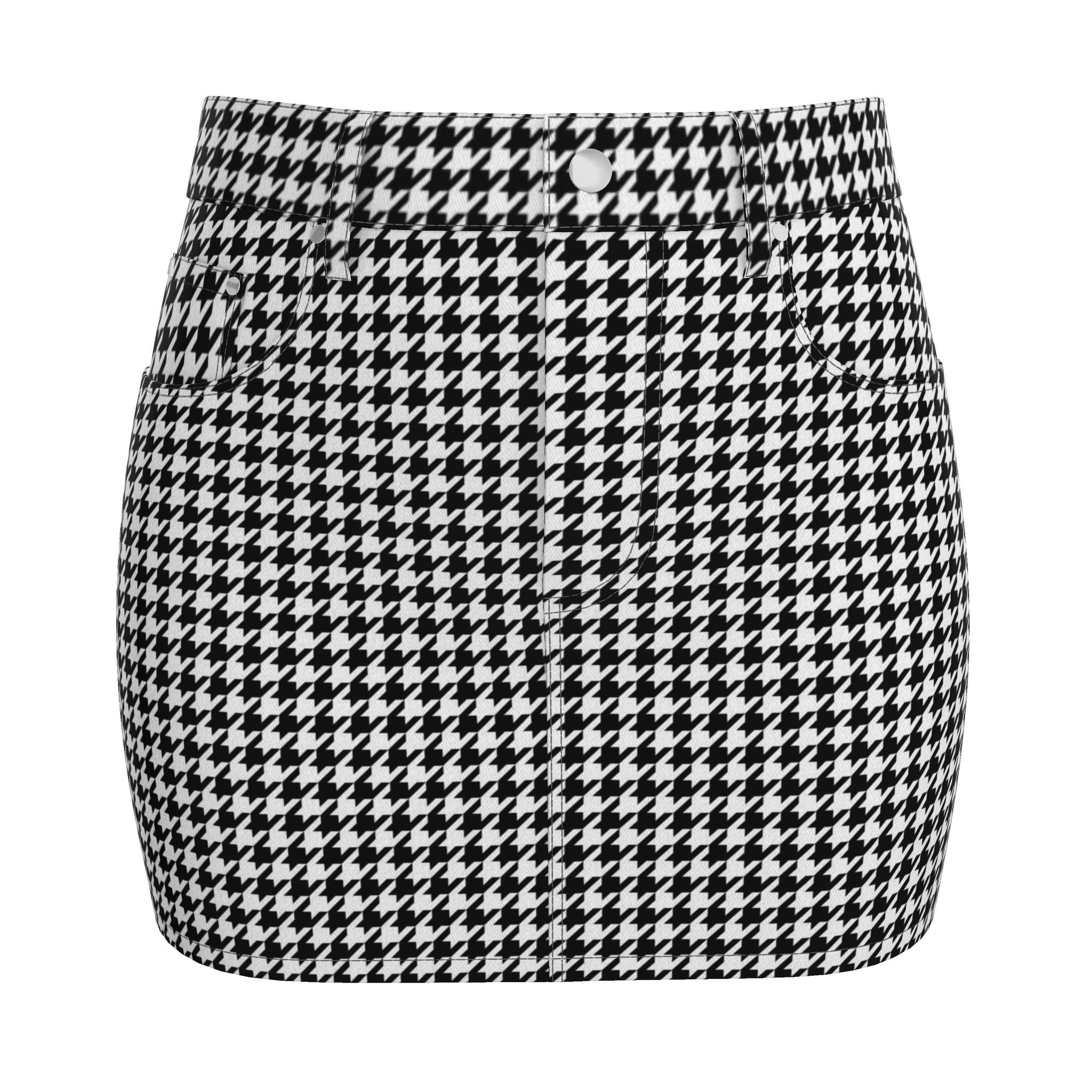 Houndstooth Denim Mini Skirt
