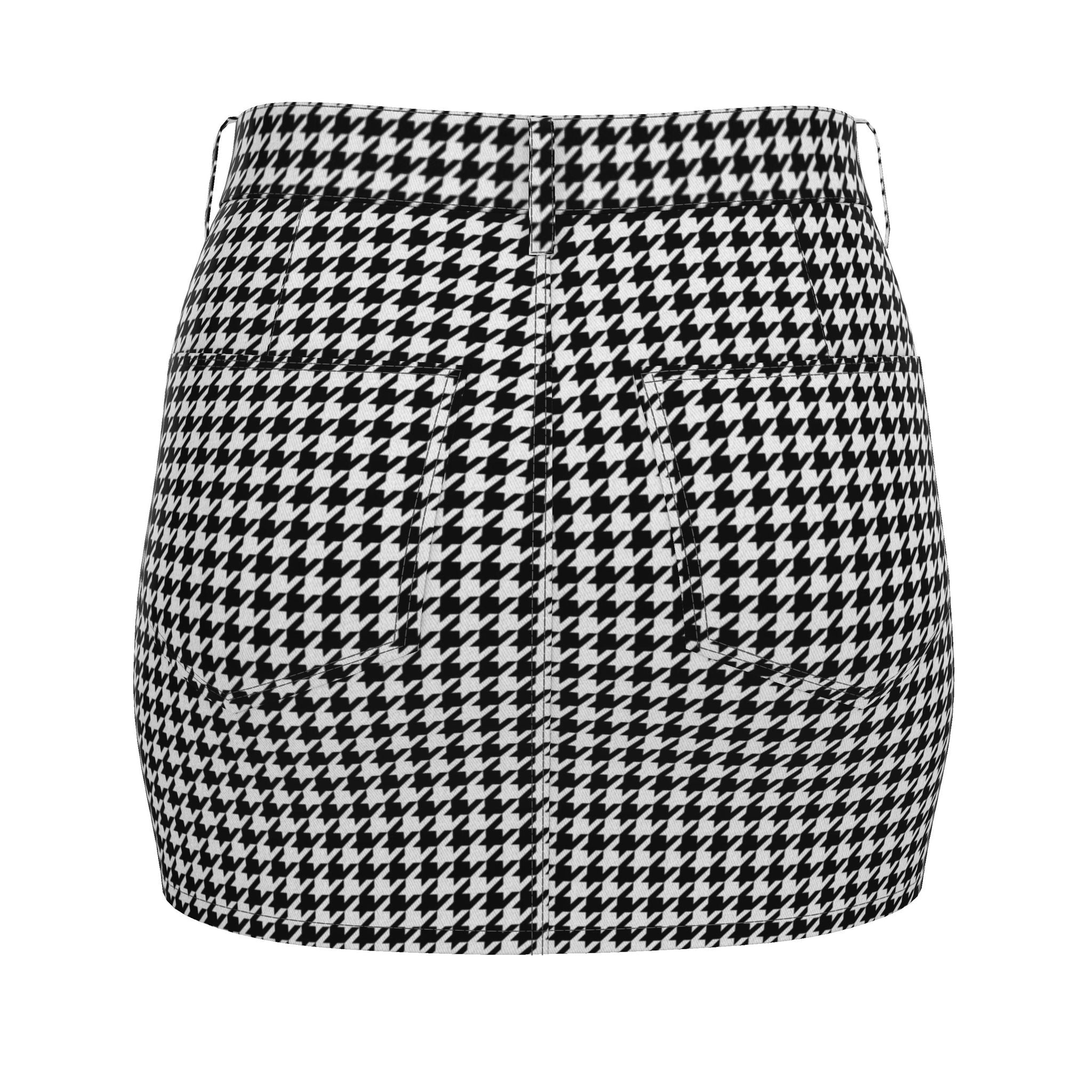 Houndstooth Denim Mini Skirt