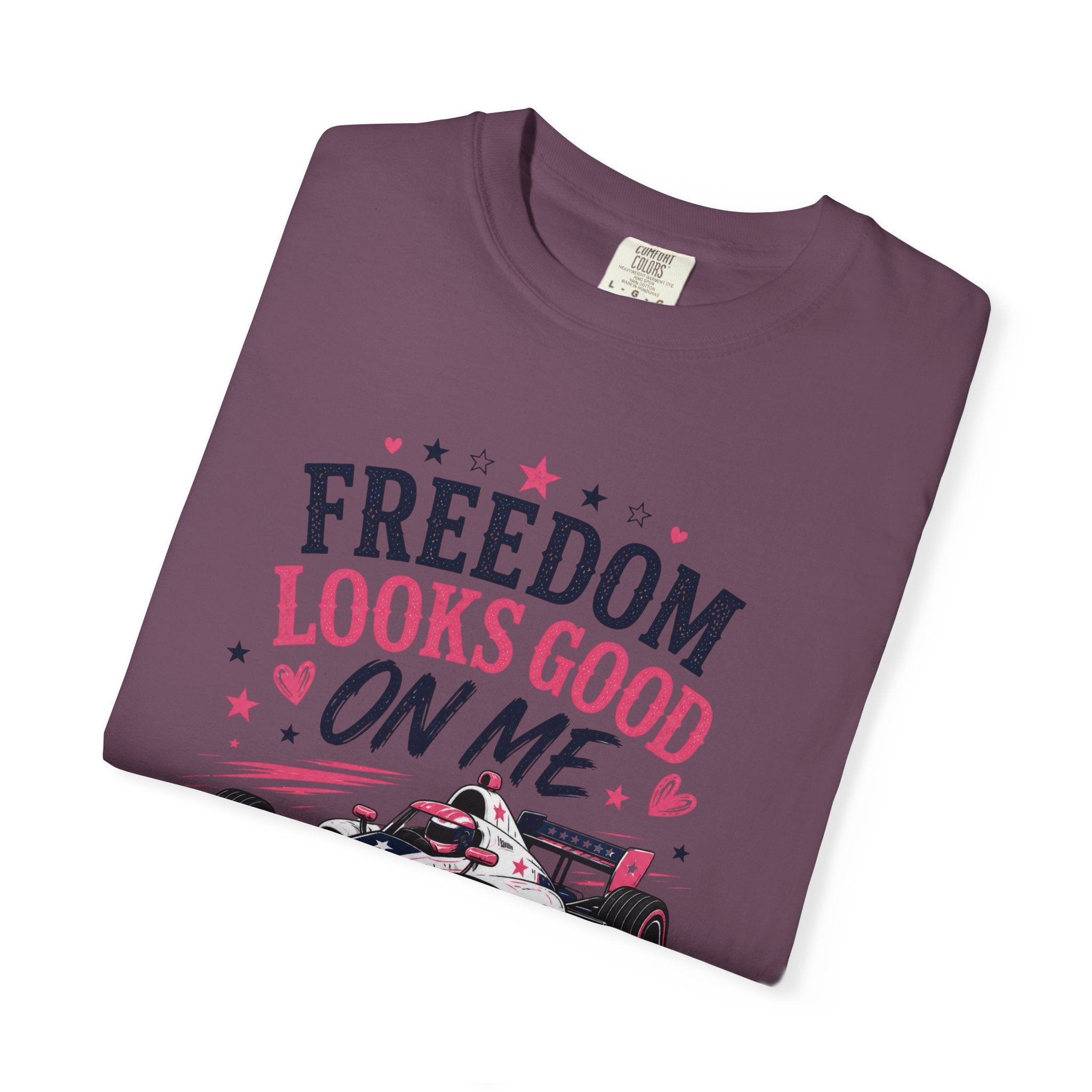 Freedom Looks Good On Me T-shirt indy car Indy 500 Race Car Americana Design