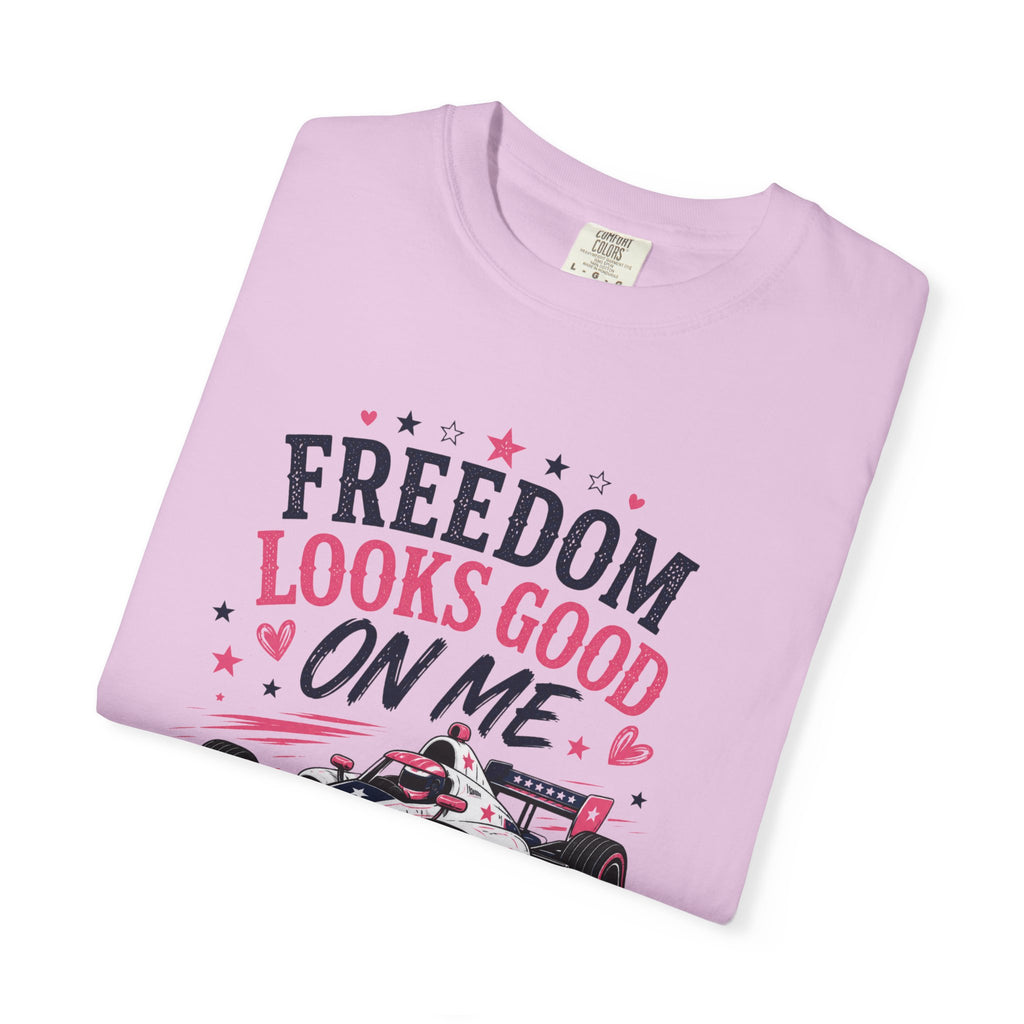 Freedom Looks Good On Me T-shirt indy car Indy 500 Race Car Americana Design