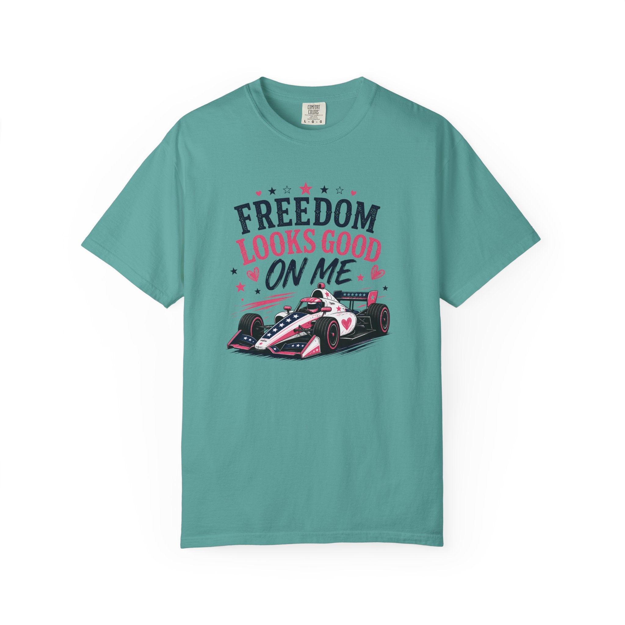 Freedom Looks Good On Me T-shirt indy car Indy 500 Race Car Americana Design