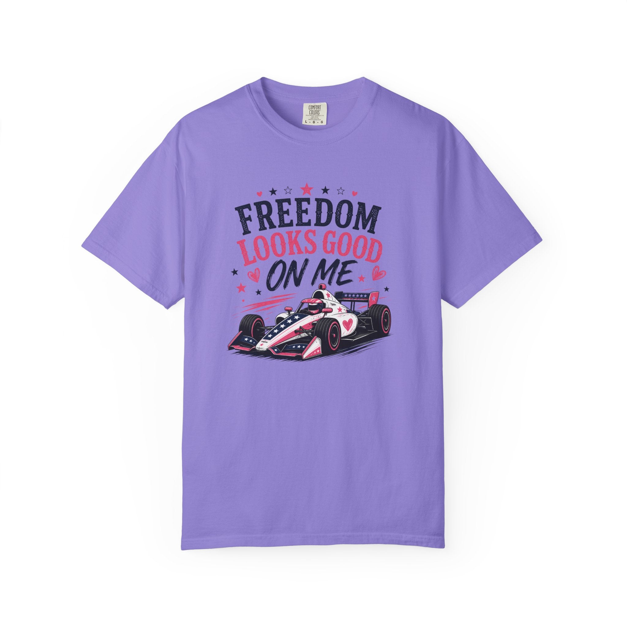 Freedom Looks Good On Me T-shirt indy car Indy 500 Race Car Americana Design
