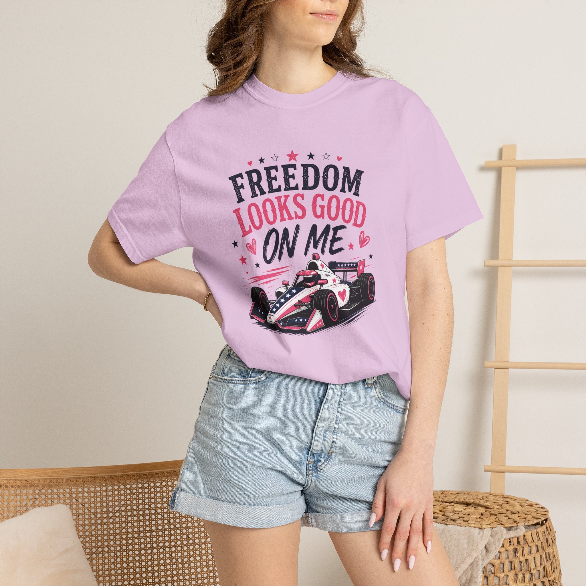 Freedom Looks Good On Me T-shirt indy car Indy 500 Race Car Americana Design