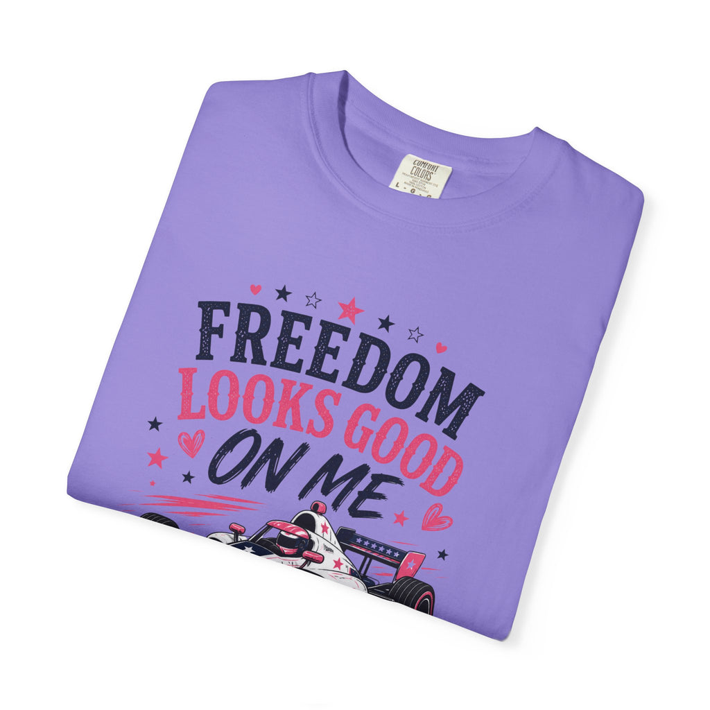 Freedom Looks Good On Me T-shirt indy car Indy 500 Race Car Americana Design